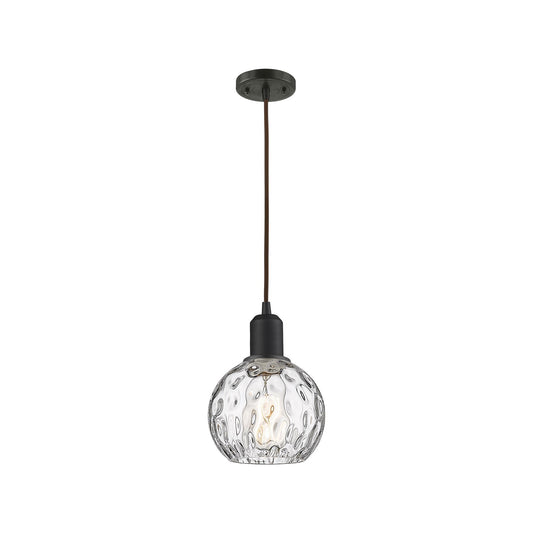 Innovations Athens Water Glass 6in 1-Light Mini Pendant | Industrial Oil Rubbed Bronze Steel and Clear Glass | Kitchen Island & | Model 900-1P-OB-G1215-6
