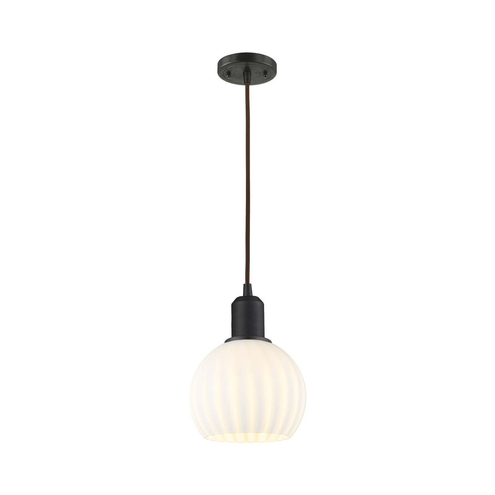 Innovations White Venetian 6in 1-Light Mini Pendant | Industrial Oil Rubbed Bronze Steel and White Venetian Glass | Kitchen | Model 900-1P-OB-G1217-6WV