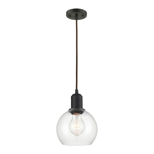 Innovations Athens 6in 1-Light Mini Pendant | Industrial Oil Rubbed Bronze Steel and Clear Glass | Kitchen Island & Dining Room | Model 900-1P-OB-G122-6