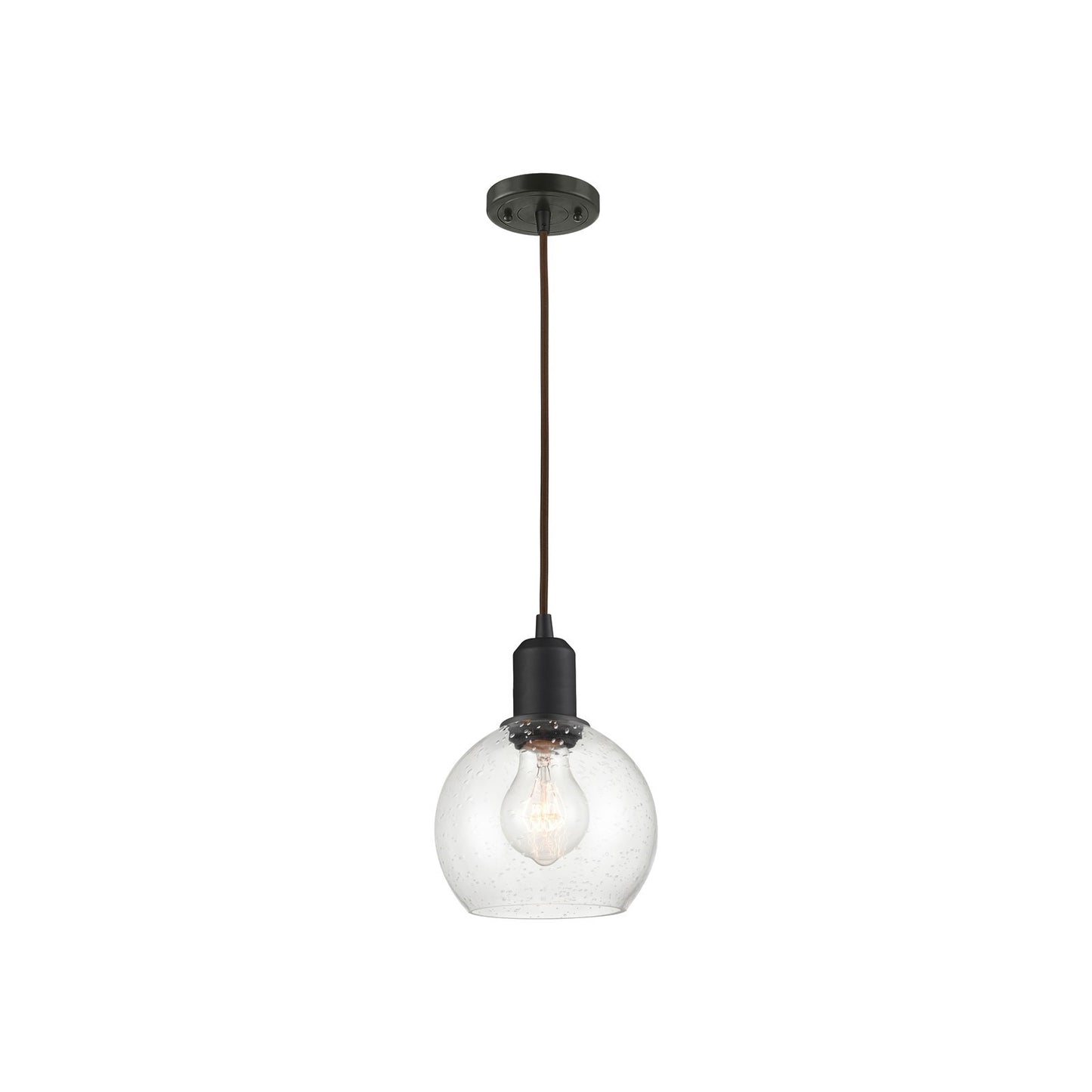 Innovations Athens 6in 1-Light Mini Pendant | Industrial Oil Rubbed Bronze Steel and Seedy Glass | Kitchen Island & Dining Room | Model 900-1P-OB-G124-6