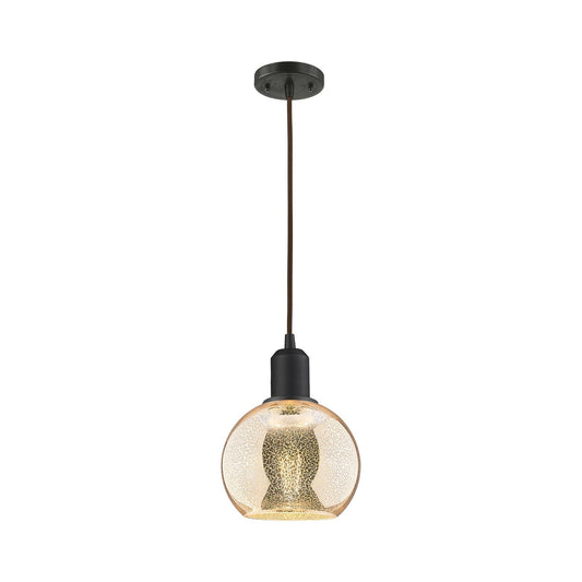 Innovations Athens 6in 1-Light Mini Pendant | Industrial Oil Rubbed Bronze Steel and Mercury Glass | Kitchen Island & Dining Room | Model 900-1P-OB-G128-6