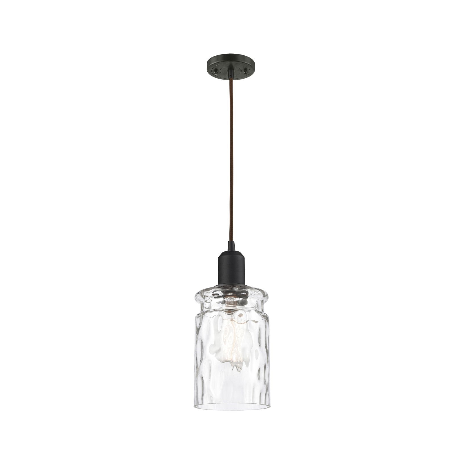 Innovations Candor 5in 1-Light Mini Pendant | Industrial Oil Rubbed Bronze Steel and Clear Waterglass Glass | Kitchen Island & | Model 900-1P-OB-G352