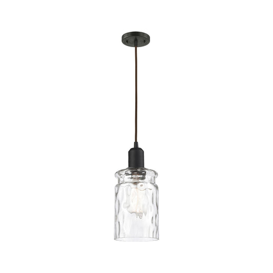Innovations Candor 5in 1-Light Mini Pendant | Industrial Oil Rubbed Bronze Steel and Clear Waterglass Glass | Kitchen Island & | Model 900-1P-OB-G352