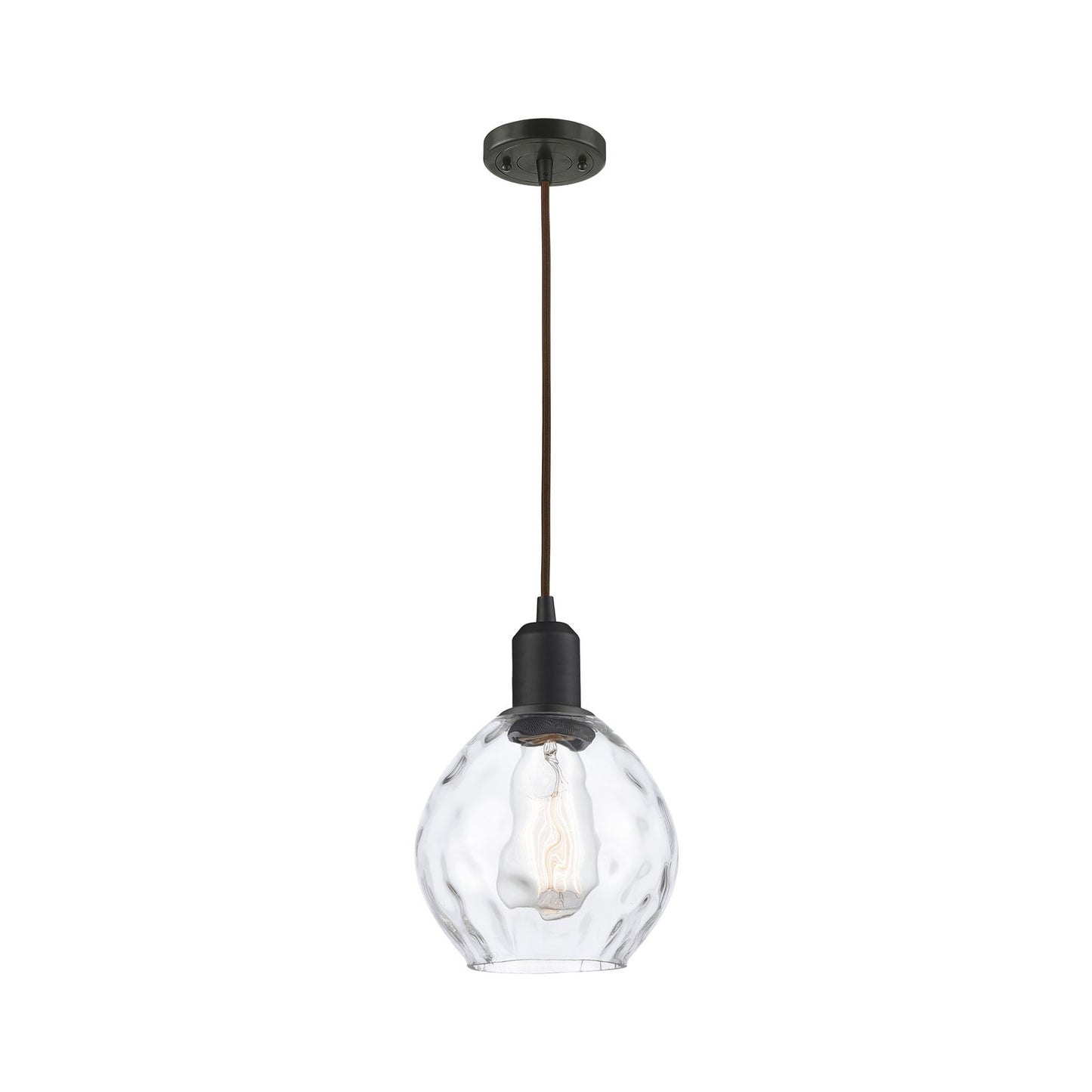 Innovations Waverly 6in 1-Light Mini Pendant | Industrial Oil Rubbed Bronze Steel and Clear Glass | Kitchen Island & Dining Room | Model 900-1P-OB-G362