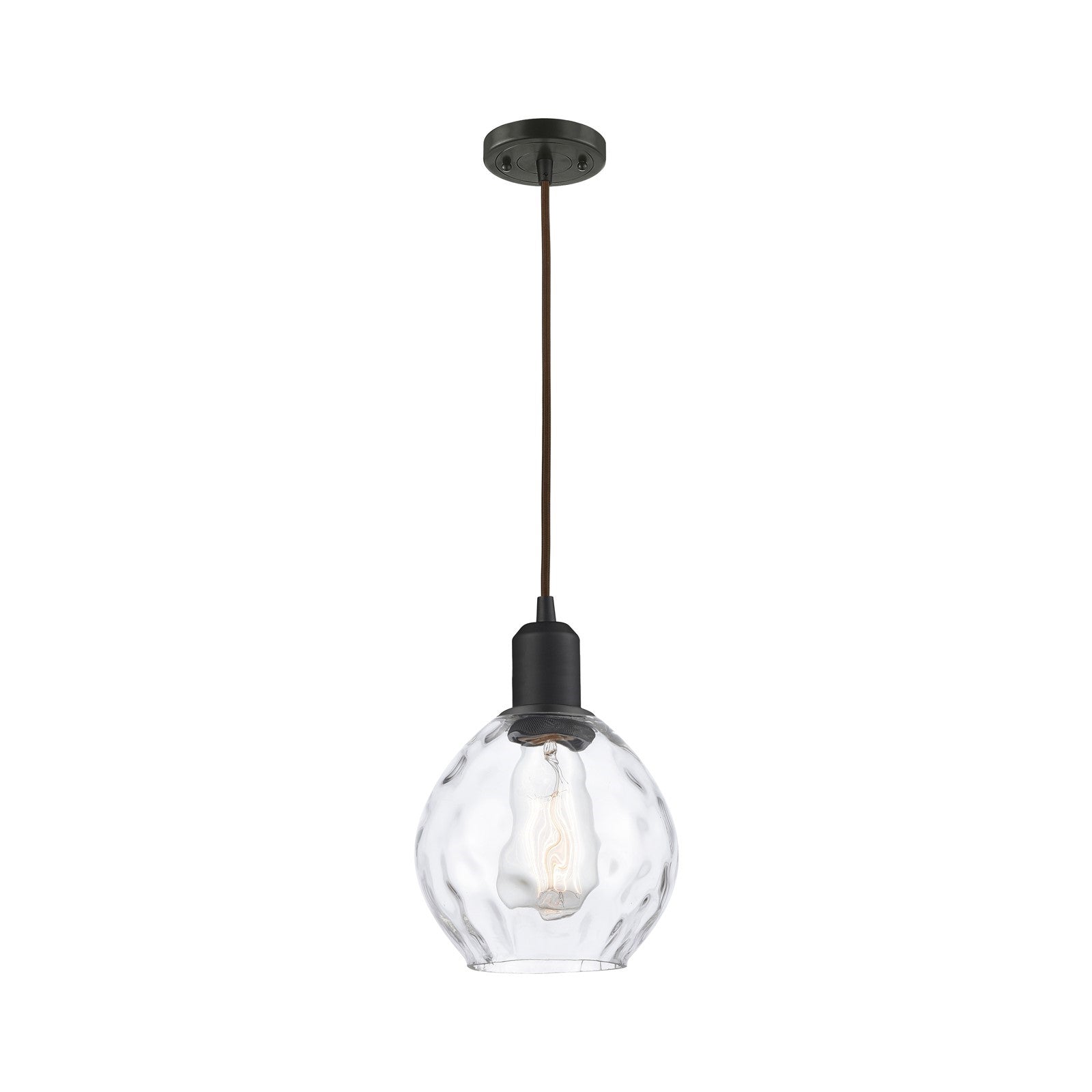 Innovations Waverly 6in 1-Light Mini Pendant | Industrial Oil Rubbed Bronze Steel and Clear Glass | Kitchen Island & Dining Room | Model 900-1P-OB-G362
