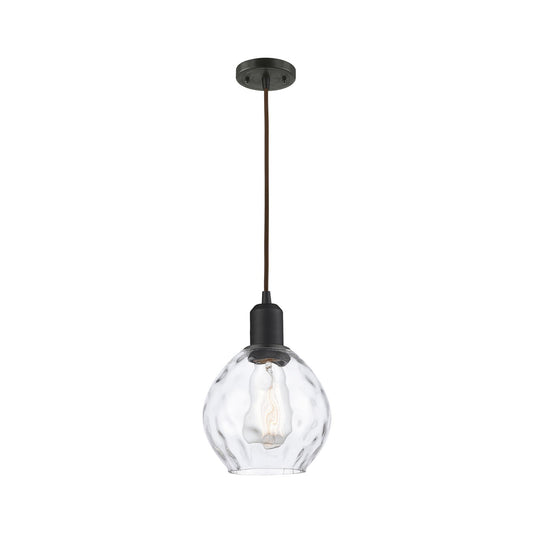 Innovations Waverly 6in 1-Light Mini Pendant | Industrial Oil Rubbed Bronze Steel and Clear Glass | Kitchen Island & Dining Room | Model 900-1P-OB-G362