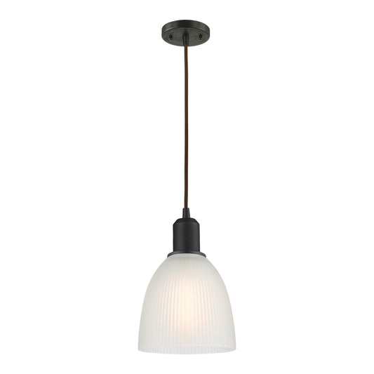 Innovations Castile 6in 1-Light Mini Pendant | Industrial Oil Rubbed Bronze Steel and White Glass | Kitchen Island & Dining Room | Model 900-1P-OB-G381