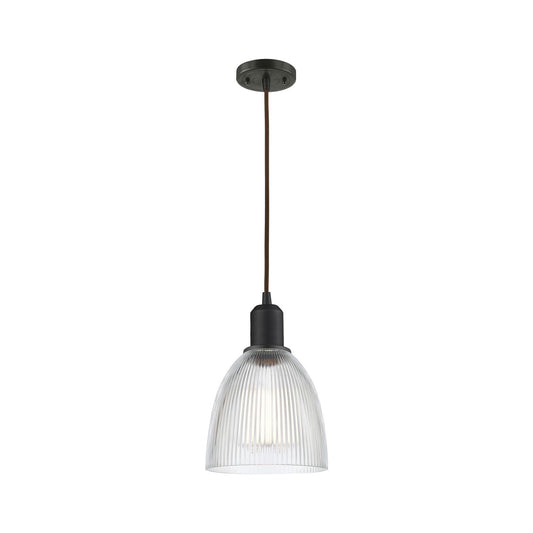 Innovations Castile 6in 1-Light Mini Pendant | Industrial Oil Rubbed Bronze Steel and Clear Glass | Kitchen Island & Dining Room | Model 900-1P-OB-G382