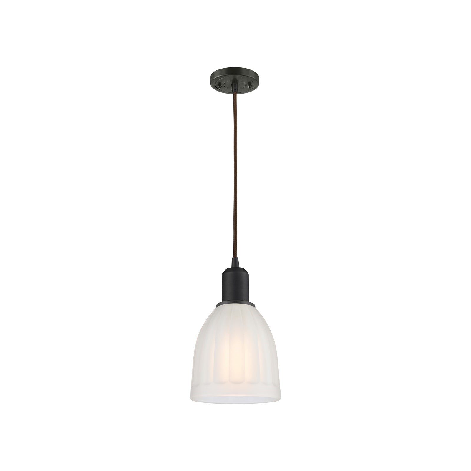 Innovations Brookfield 6in 1-Light Mini Pendant | Industrial Oil Rubbed Bronze and White Frosted Glass | Kitchen Island | Model 900-1P-OB-G441
