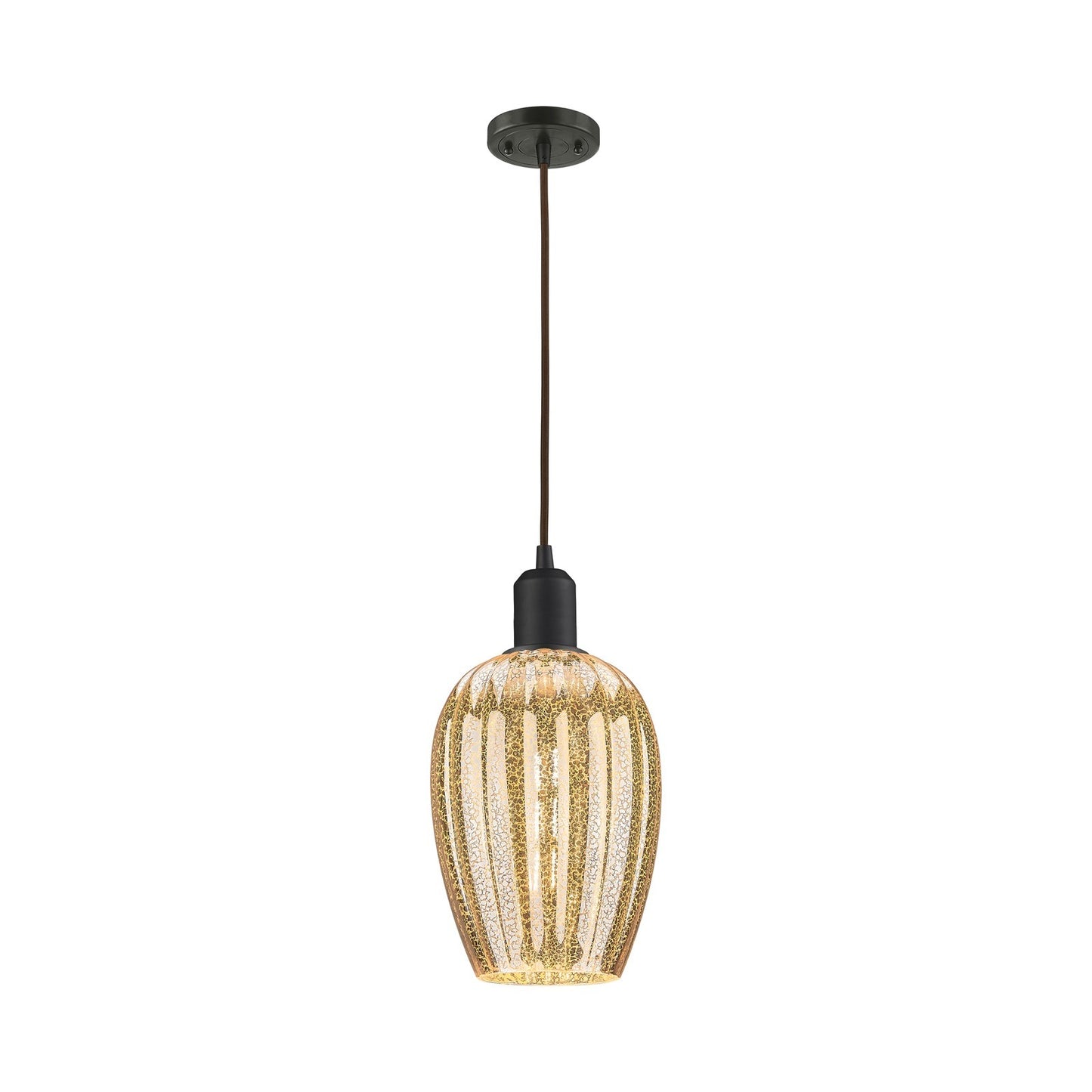 Innovations Preston Flute 6.25in 1-Light Mini Pendant | Industrial Oil Rubbed Bronze Steel and Mercury Glass | Kitchen Island | Model 900-1P-OB-G457-6ME