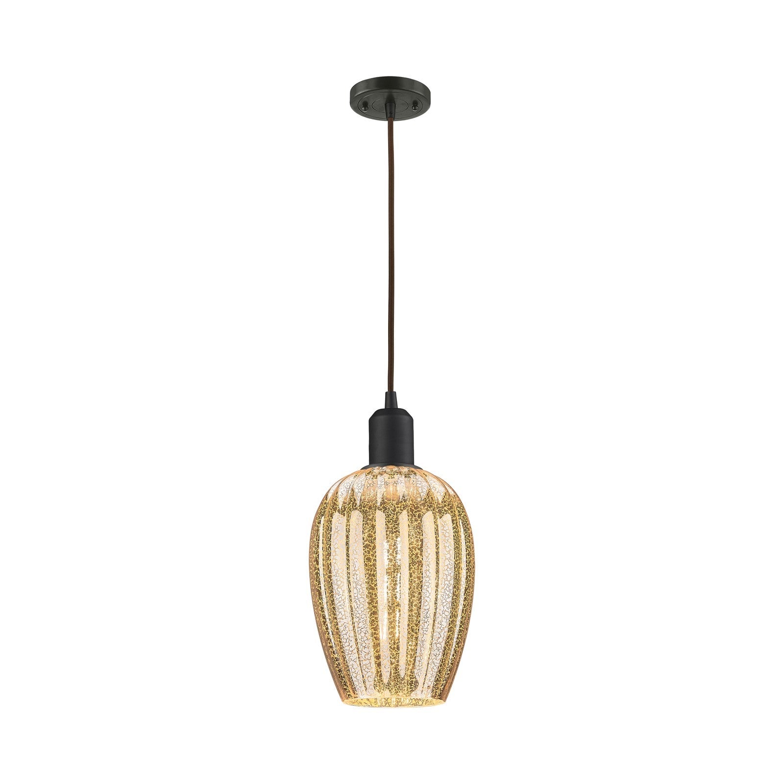 Innovations Preston Flute 6.25in 1-Light Mini Pendant | Industrial Oil Rubbed Bronze Steel and Mercury Glass | Kitchen Island | Model 900-1P-OB-G457-6ME