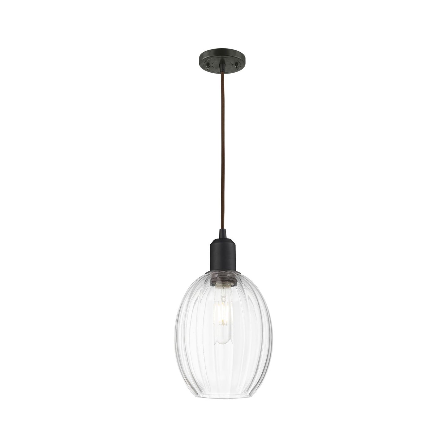 Innovations Preston Bulb 6.25in 1-Light Mini Pendant | Industrial Oil Rubbed Bronze Steel and Clear Glass | Kitchen Island & | Model 900-1P-OB-G459-6CL