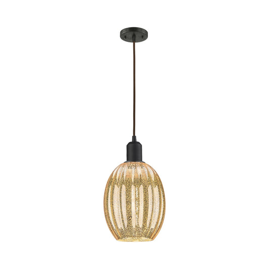 Innovations Preston Bulb 6.25in 1-Light Mini Pendant | Industrial Oil Rubbed Bronze Steel and Mercury Glass | Kitchen Island & | Model 900-1P-OB-G459-6ME