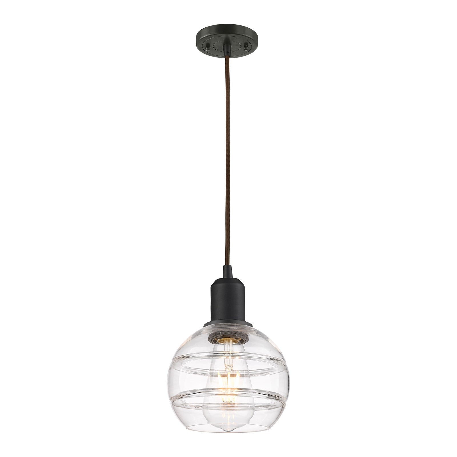 Innovations Rochester 6in 1-Light Mini Pendant | Industrial Oil Rubbed Bronze Steel and Clear Glass | Kitchen Island & Dining | Model 900-1P-OB-G556-6CL