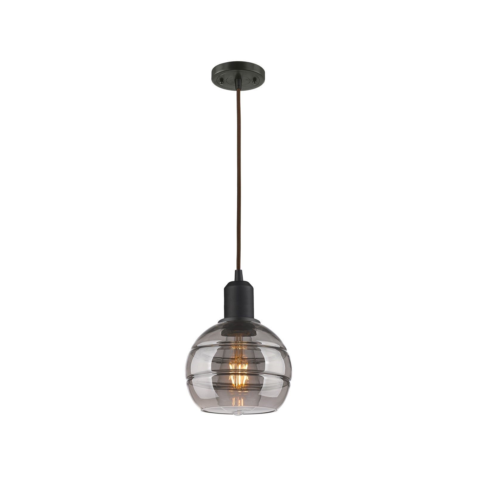 Innovations Rochester 6in 1-Light Mini Pendant | Industrial Oil Rubbed Bronze Steel and Light Smoke Smoked Glass | Kitchen | Model 900-1P-OB-G556-6SM