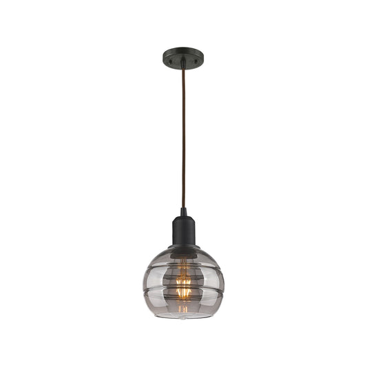 Innovations Rochester 6in 1-Light Mini Pendant | Industrial Oil Rubbed Bronze Steel and Light Smoke Smoked Glass | Kitchen | Model 900-1P-OB-G556-6SM