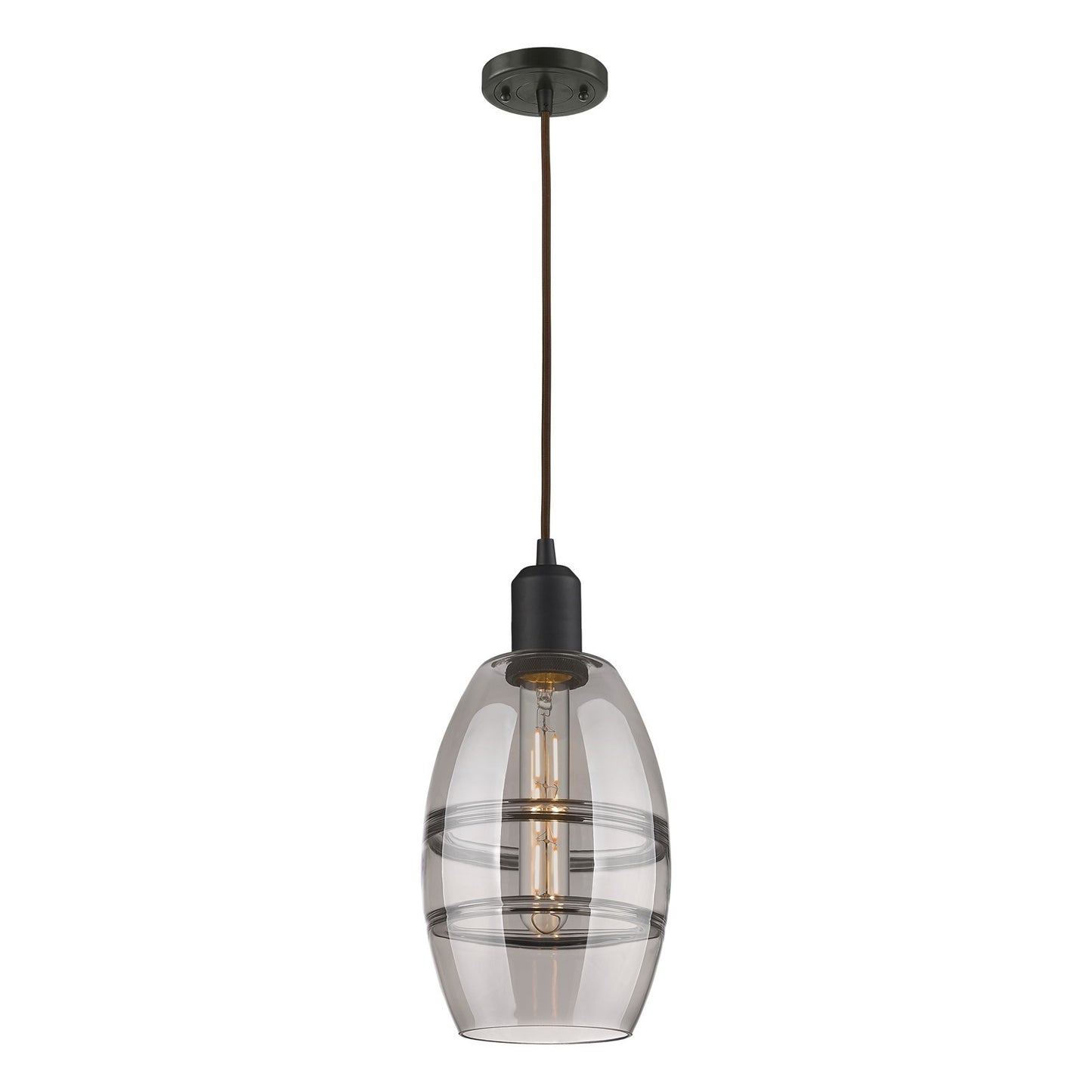 Innovations Vaz 6in 1-Light Mini Pendant | Industrial Oil Rubbed Bronze Steel and Light Smoke Glass | Kitchen Island & Dining | Model 900-1P-OB-G557-6SM