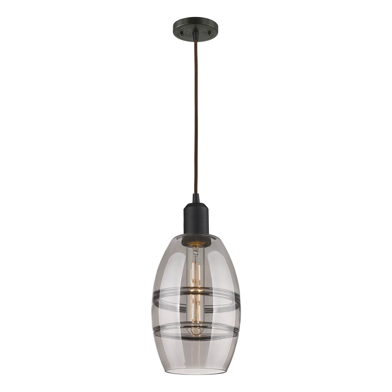 Innovations Vaz 6in 1-Light Mini Pendant | Industrial Oil Rubbed Bronze Steel and Light Smoke Glass | Kitchen Island & Dining | Model 900-1P-OB-G557-6SM