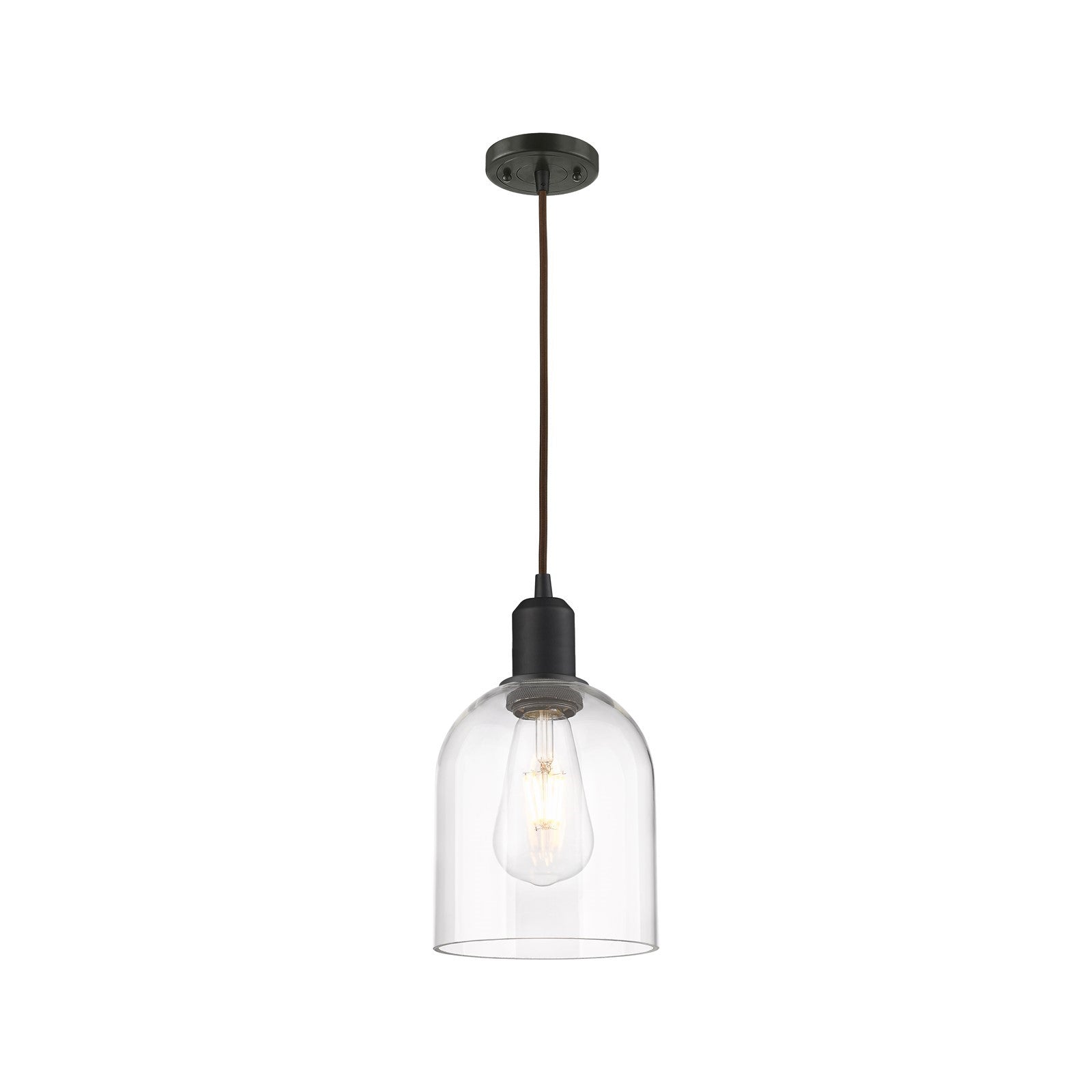 Innovations Bella 6in 1-Light Mini Pendant | Industrial Oil Rubbed Bronze Steel and Clear Glass | Kitchen Island & Dining Room | Model 900-1P-OB-G558-6CL