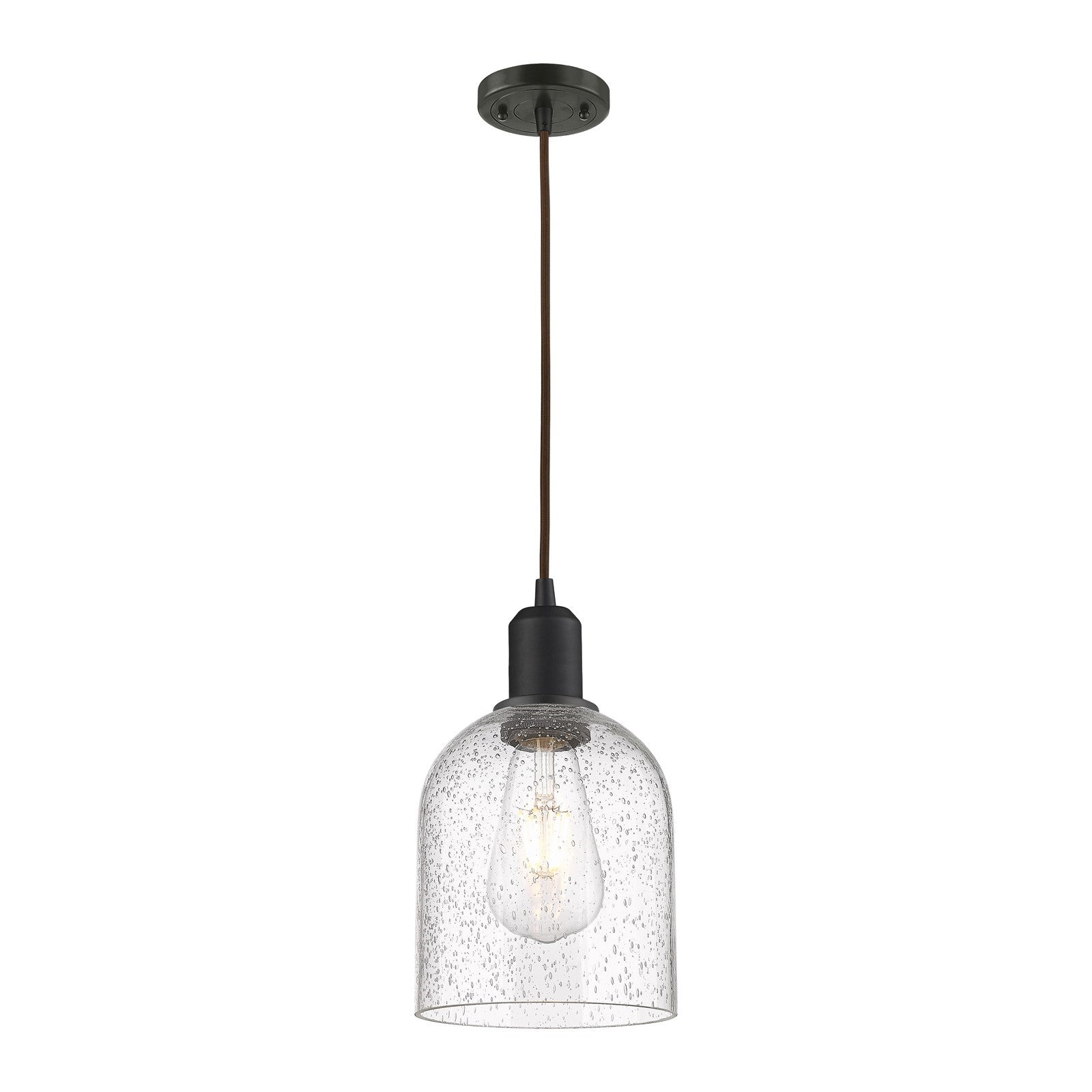 Innovations Bella 6in 1-Light Mini Pendant | Industrial Oil Rubbed Bronze Steel and Seedy Glass | Kitchen Island | Model 900-1P-OB-G558-6SDY