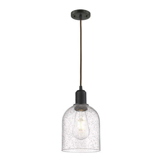 Innovations Bella 6in 1-Light Mini Pendant | Industrial Oil Rubbed Bronze Steel and Seedy Glass | Kitchen Island | Model 900-1P-OB-G558-6SDY