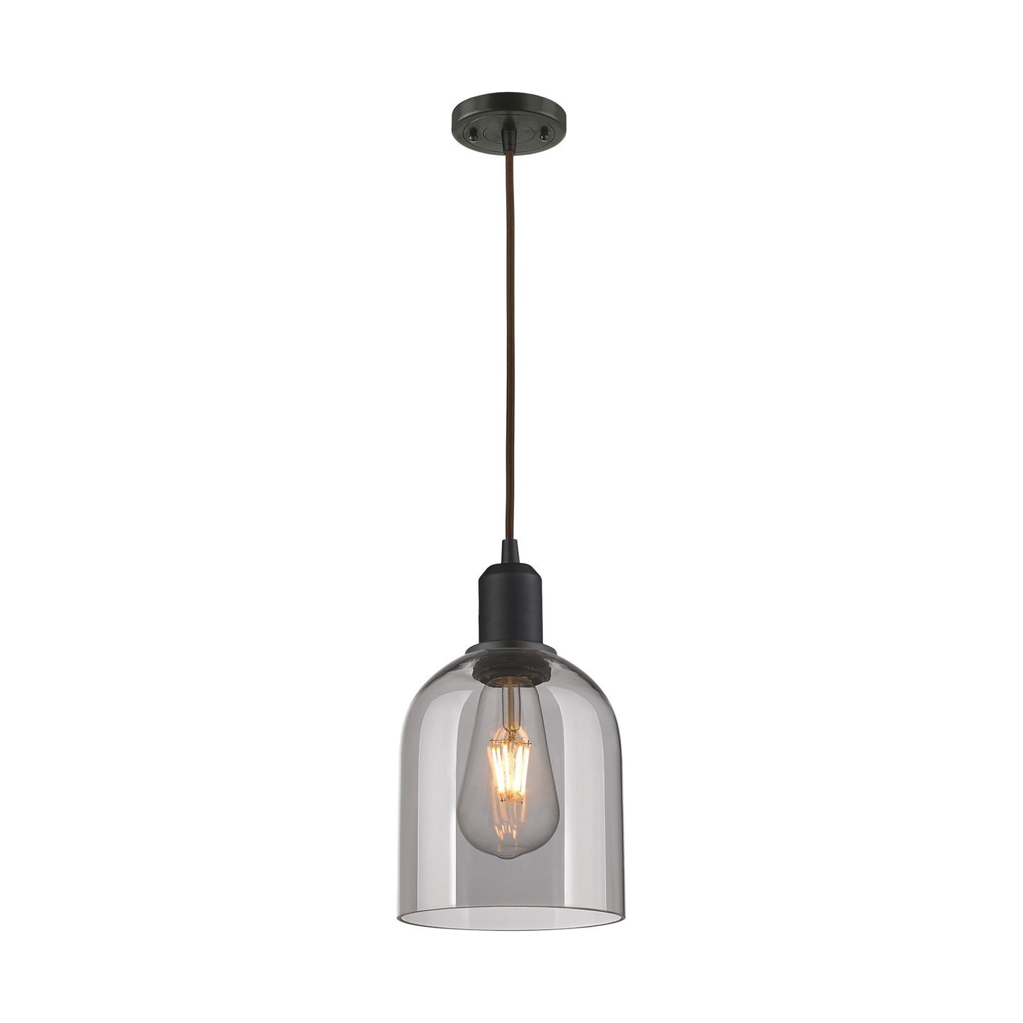 Innovations Bella 6in 1-Light Mini Pendant | Industrial Oil Rubbed Bronze Steel and Light Smoke Glass | Kitchen Island & Dining | Model 900-1P-OB-G558-6SM