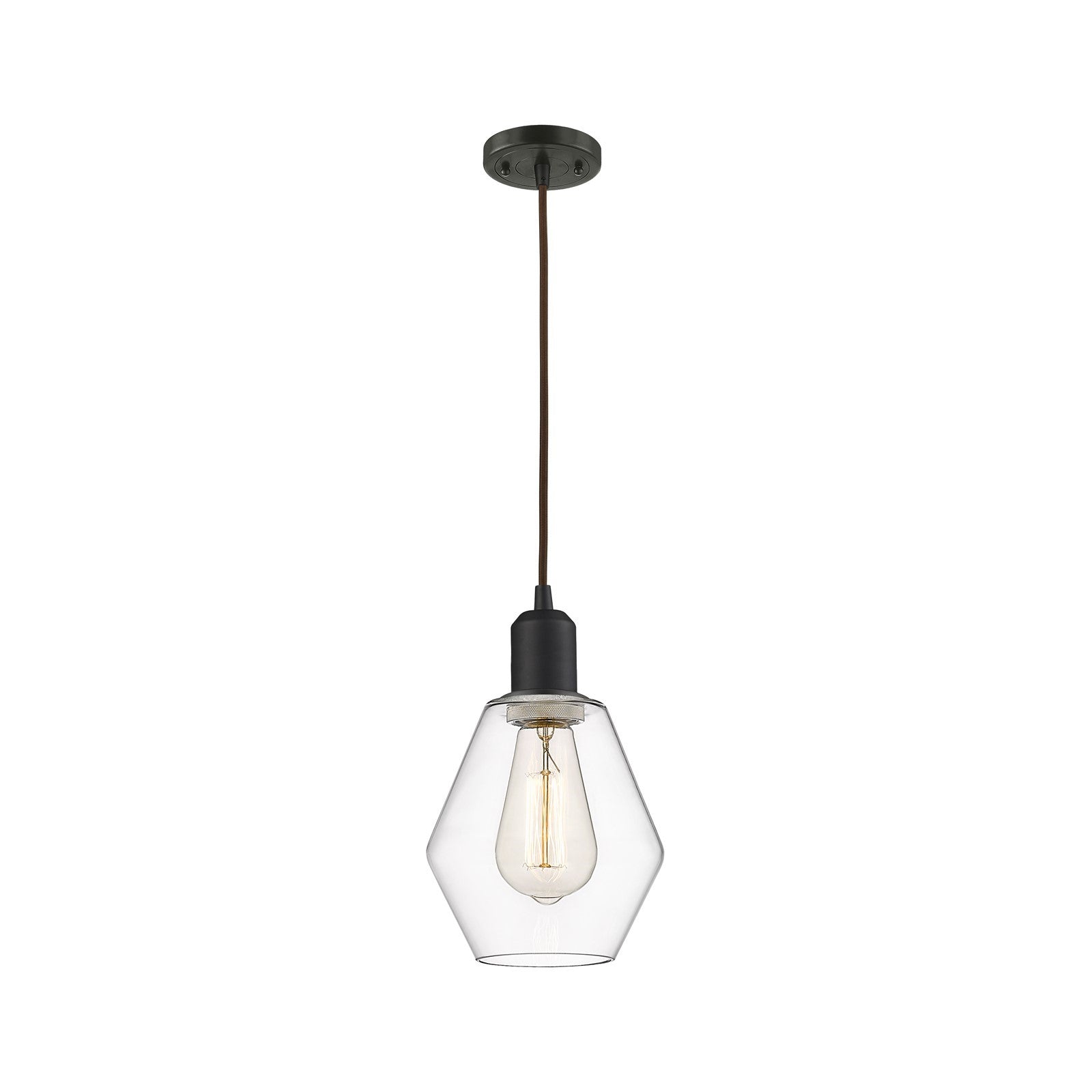 Innovations Cindyrella 6in 1-Light Mini Pendant | Industrial Oil Rubbed Bronze Steel and Clear Glass | Kitchen Island & Dining | Model 900-1P-OB-G652-6
