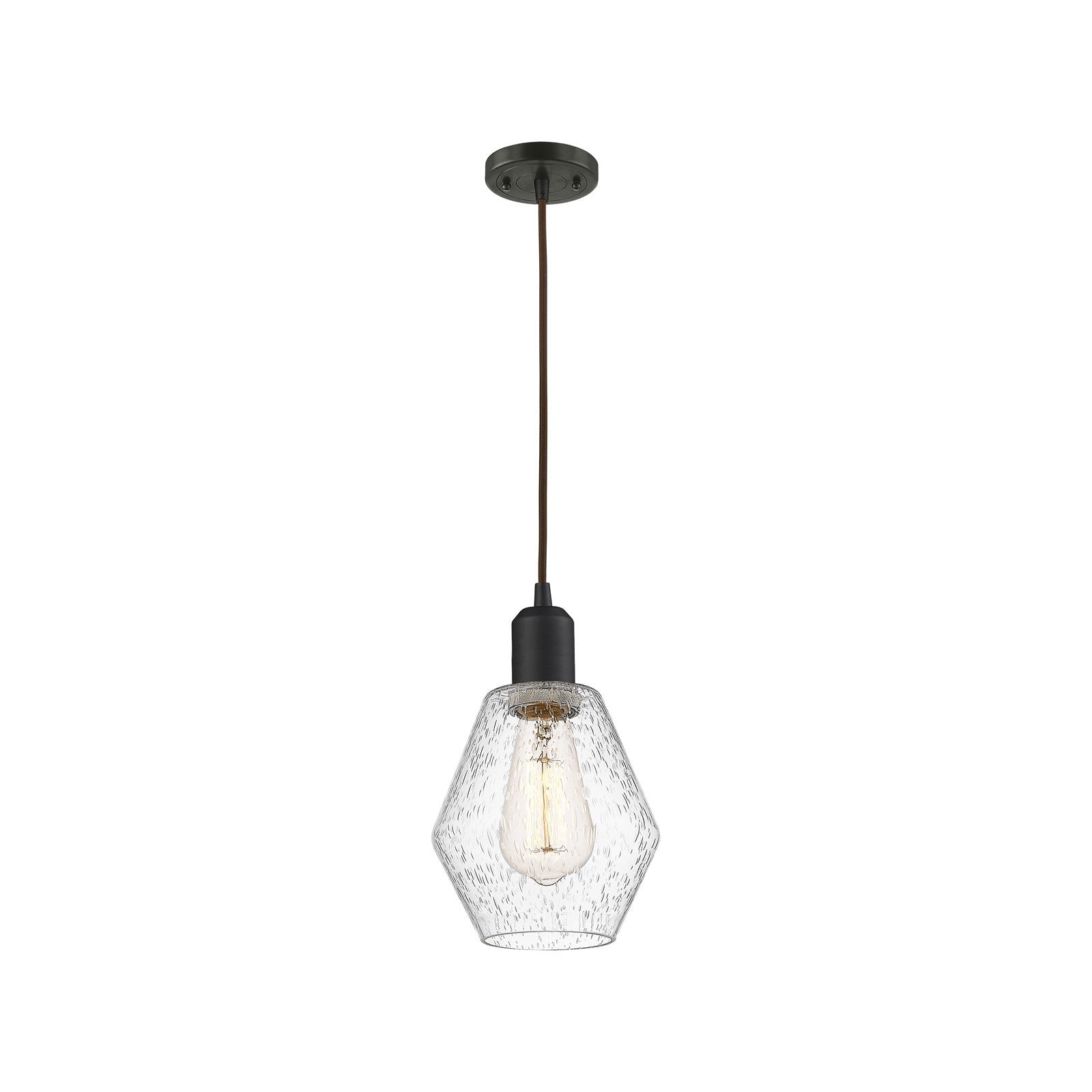 Innovations Cindyrella 6in 1-Light Mini Pendant | Industrial Oil Rubbed Bronze Steel and Seedy Glass | Kitchen Island & Dining | Model 900-1P-OB-G654-6