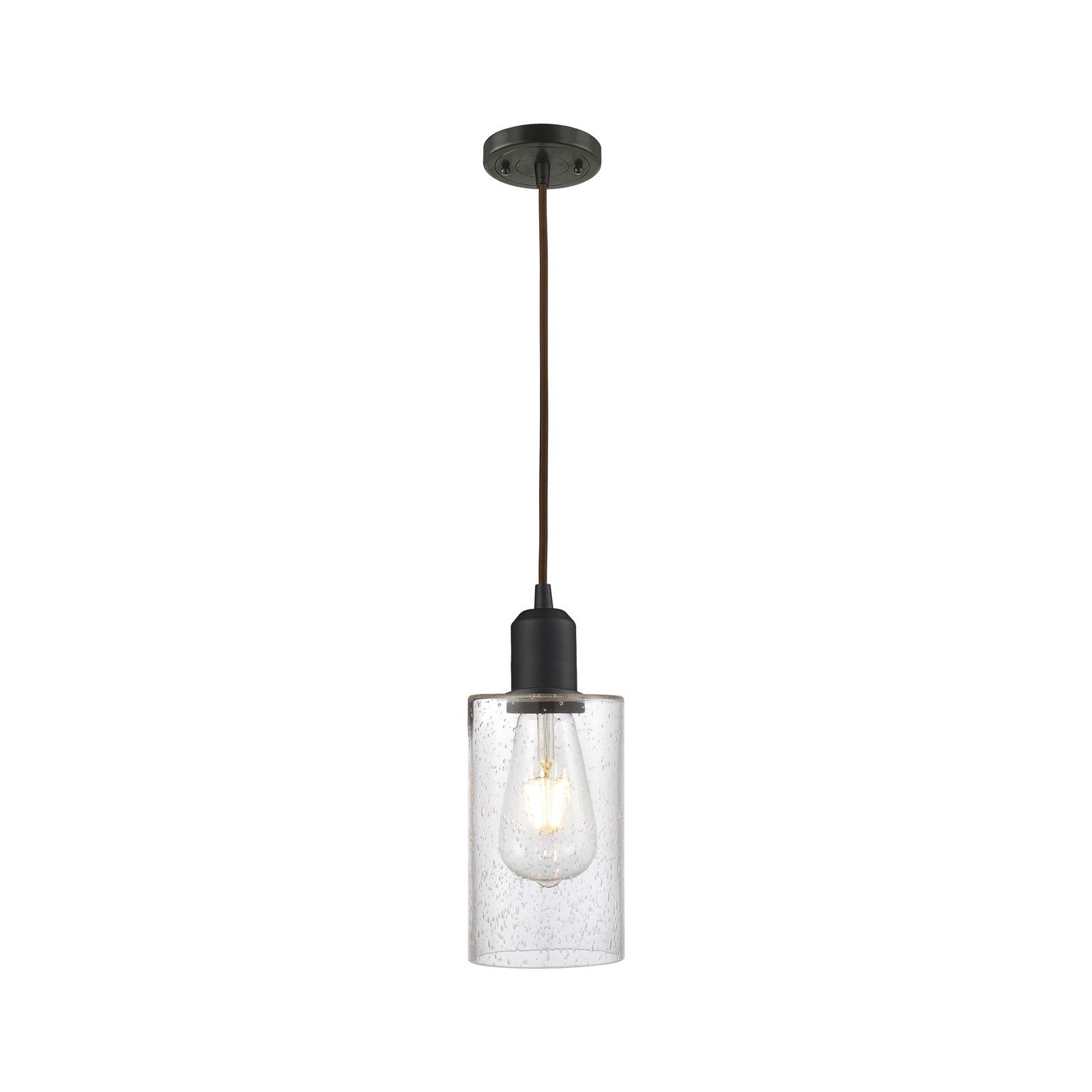 Innovations Clymer 1-Light Mini Pendant | Industrial Oil Rubbed Bronze Steel and Seedy Glass | Kitchen Island & Dining Room | Model 900-1P-OB-G804