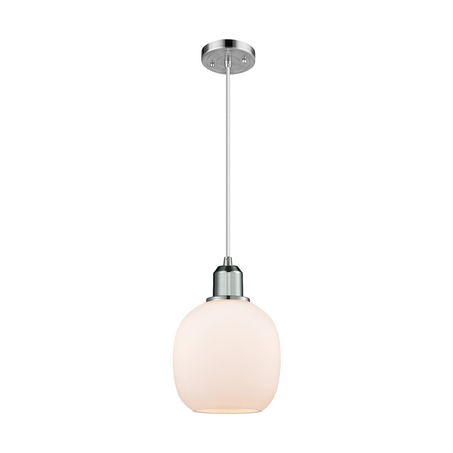 Innovations Belfast 6in 1-Light Mini Pendant | Industrial Polished Chrome Steel and Matte White Glass | Kitchen Island & Dining | Model 900-1P-PC-G101
