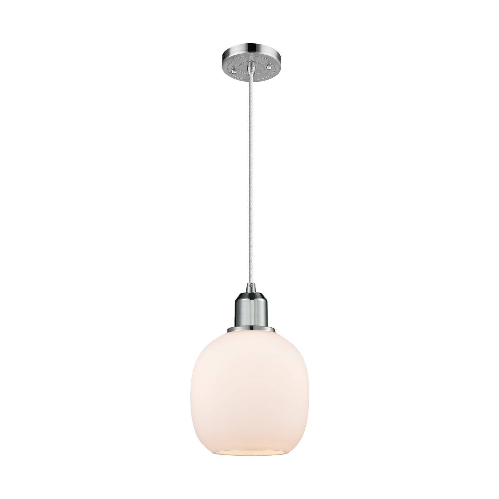 Innovations Belfast 6in 1-Light Mini Pendant | Industrial Polished Chrome Steel and Matte White Glass | Kitchen Island & Dining | Model 900-1P-PC-G101