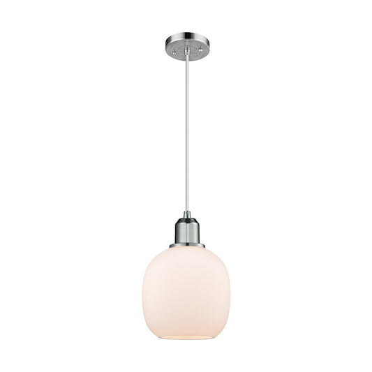 Innovations Belfast 6in 1-Light Mini Pendant | Industrial Polished Chrome Steel and Matte White Glass | Kitchen Island & Dining | Model 900-1P-PC-G101
