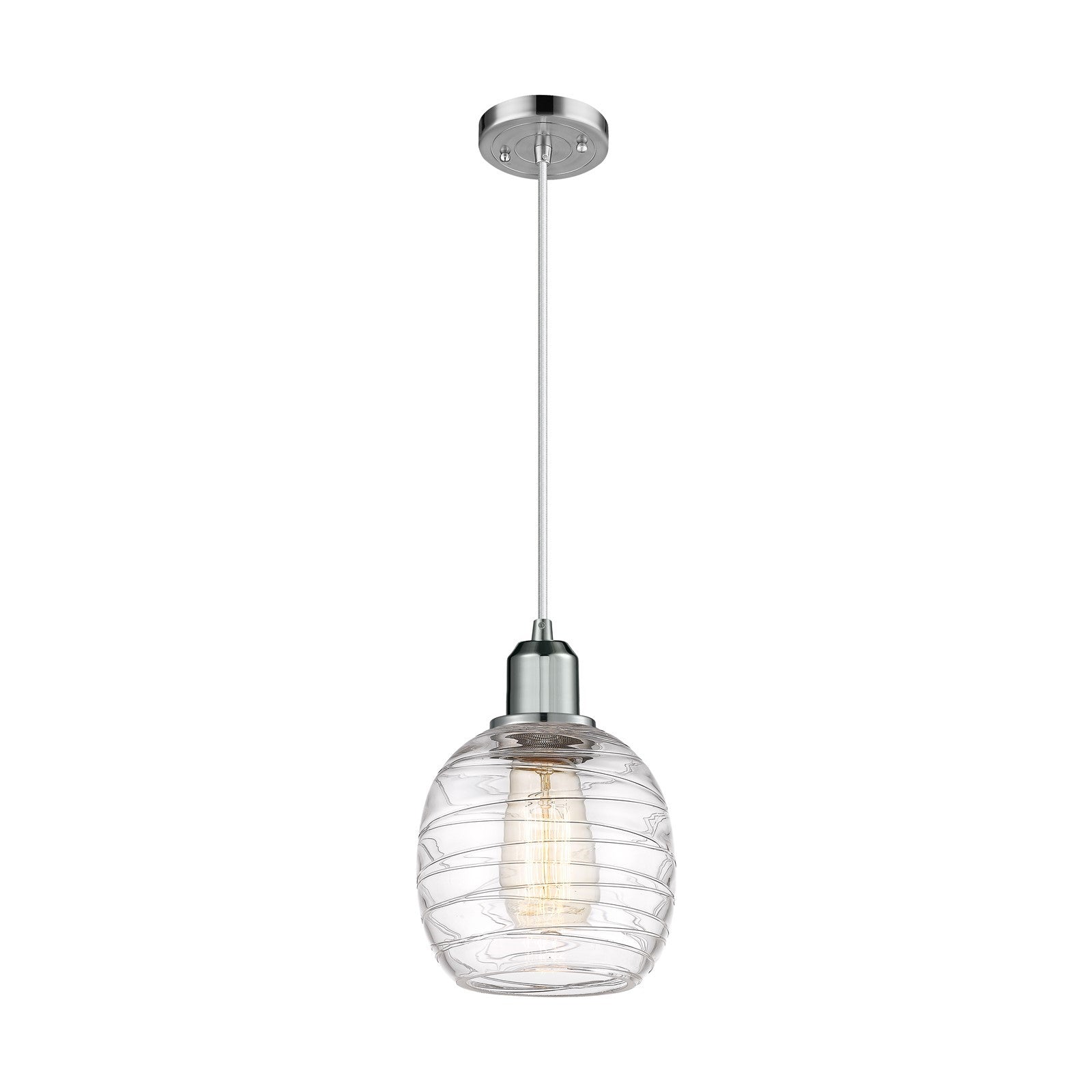 Innovations Belfast 6in 1-Light Mini Pendant | Industrial Polished Chrome Steel and Clear Glass | Kitchen Island & Breakfast Bar | Model 900-1P-PC-G1013