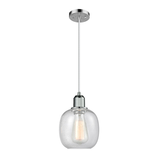 Innovations Belfast 6in 1-Light Mini Pendant | Industrial Polished Chrome Steel and Seedy Glass | Kitchen Island & Dining Room | Model 900-1P-PC-G104