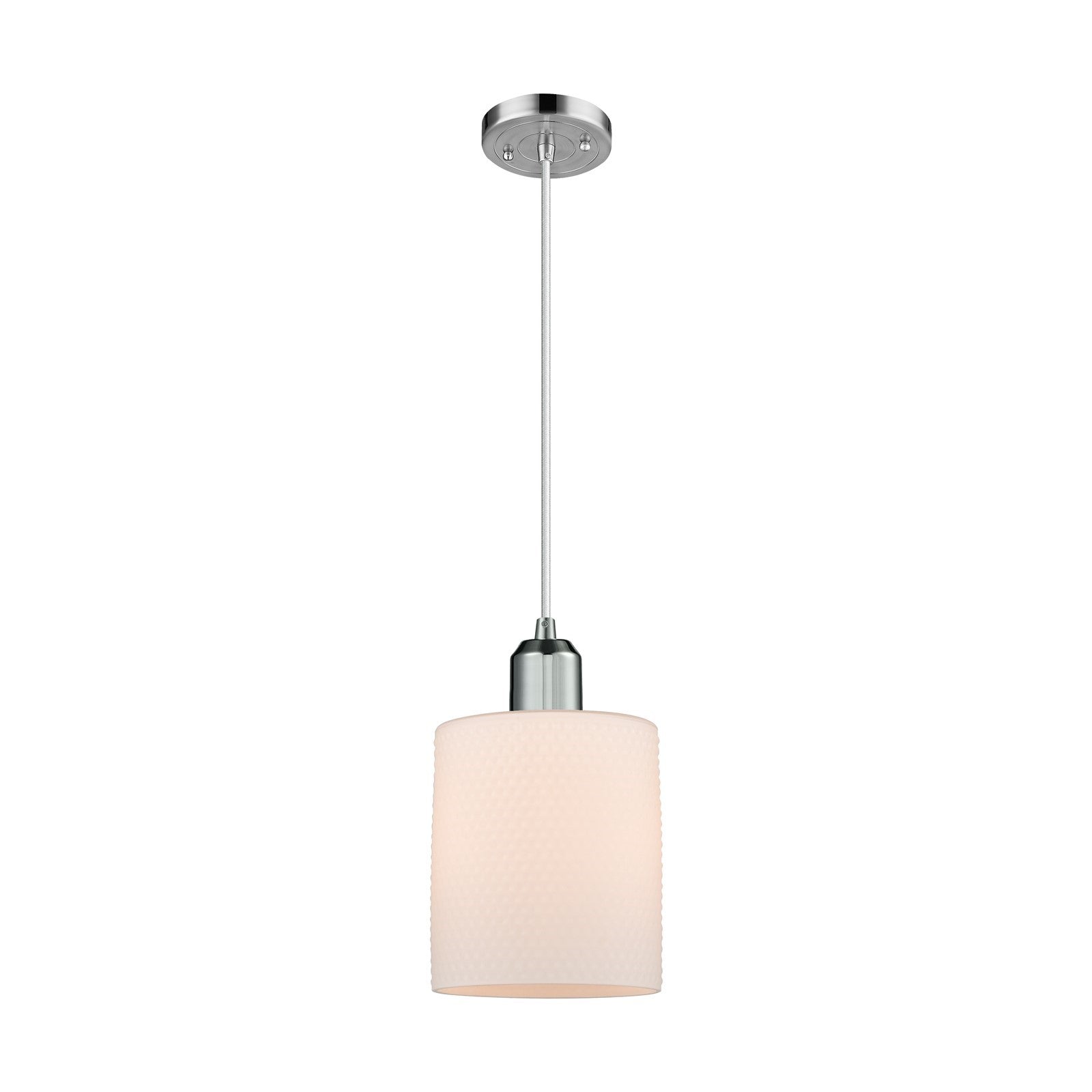 Innovations Cobbleskill 5in 1-Light Mini Pendant | Industrial Polished Chrome Steel and Matte White Glass | Kitchen Island & Dining | Model 900-1P-PC-G111