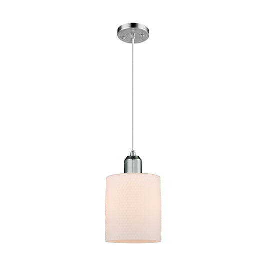 Innovations Cobbleskill 5in 1-Light Mini Pendant | Industrial Polished Chrome Steel and Matte White Glass | Kitchen Island & Dining | Model 900-1P-PC-G111