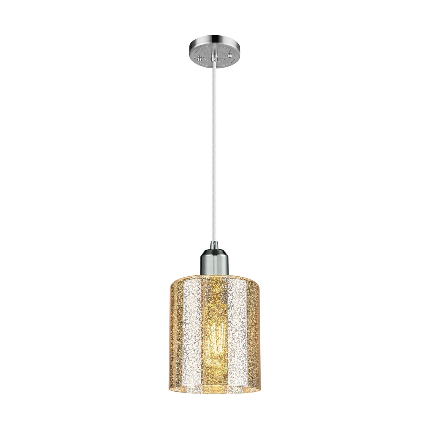 Innovations Cobbleskill 5in 1-Light Mini Pendant | Industrial Polished Chrome Steel and Mercury Glass | Kitchen Island & Dining | Model 900-1P-PC-G116