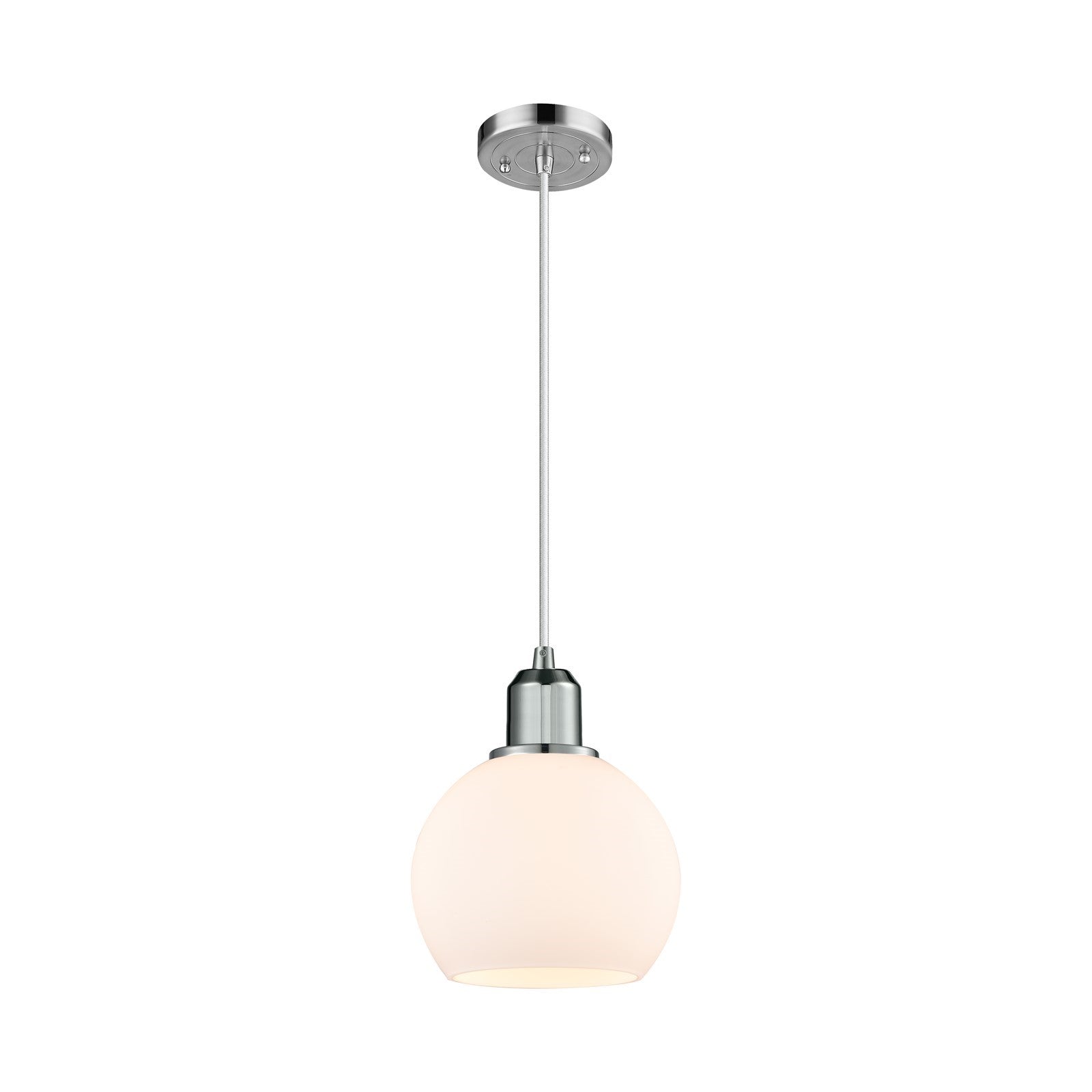 Innovations Athens 6in 1-Light Mini Pendant | Industrial Polished Chrome Steel and Matte White Glass | Kitchen Island & Dining | Model 900-1P-PC-G121-6