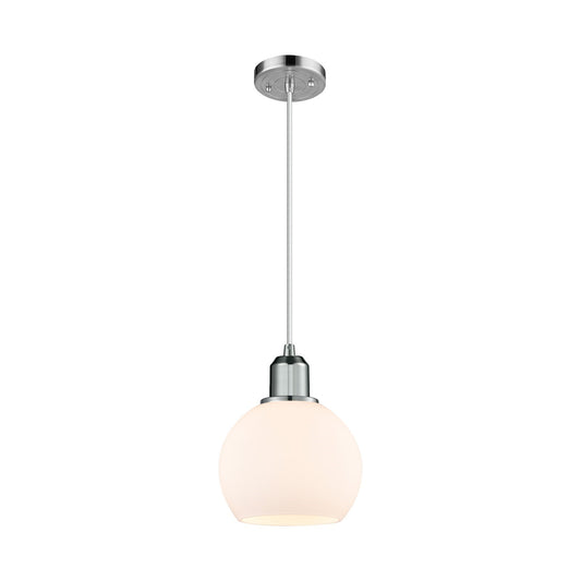 Innovations Athens 6in 1-Light Mini Pendant | Industrial Polished Chrome Steel and Matte White Glass | Kitchen Island & Dining | Model 900-1P-PC-G121-6