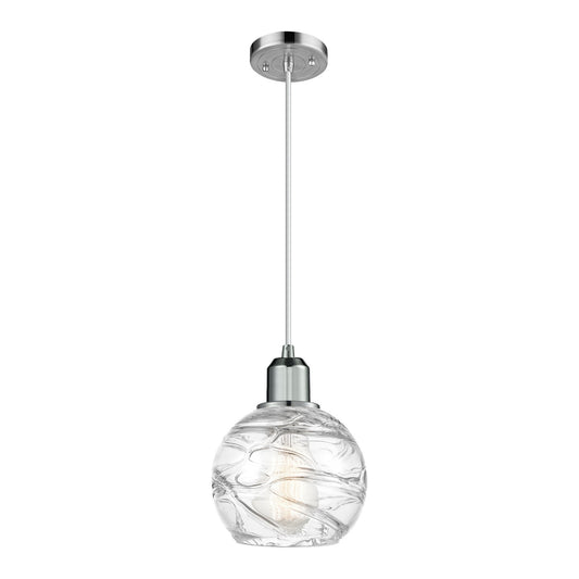 Innovations Athens Deco Swirl 6in 1-Light Mini Pendant | Industrial Polished Chrome Steel and Clear Deco Swirl Glass | Kitchen | Model 900-1P-PC-G1213-6CL