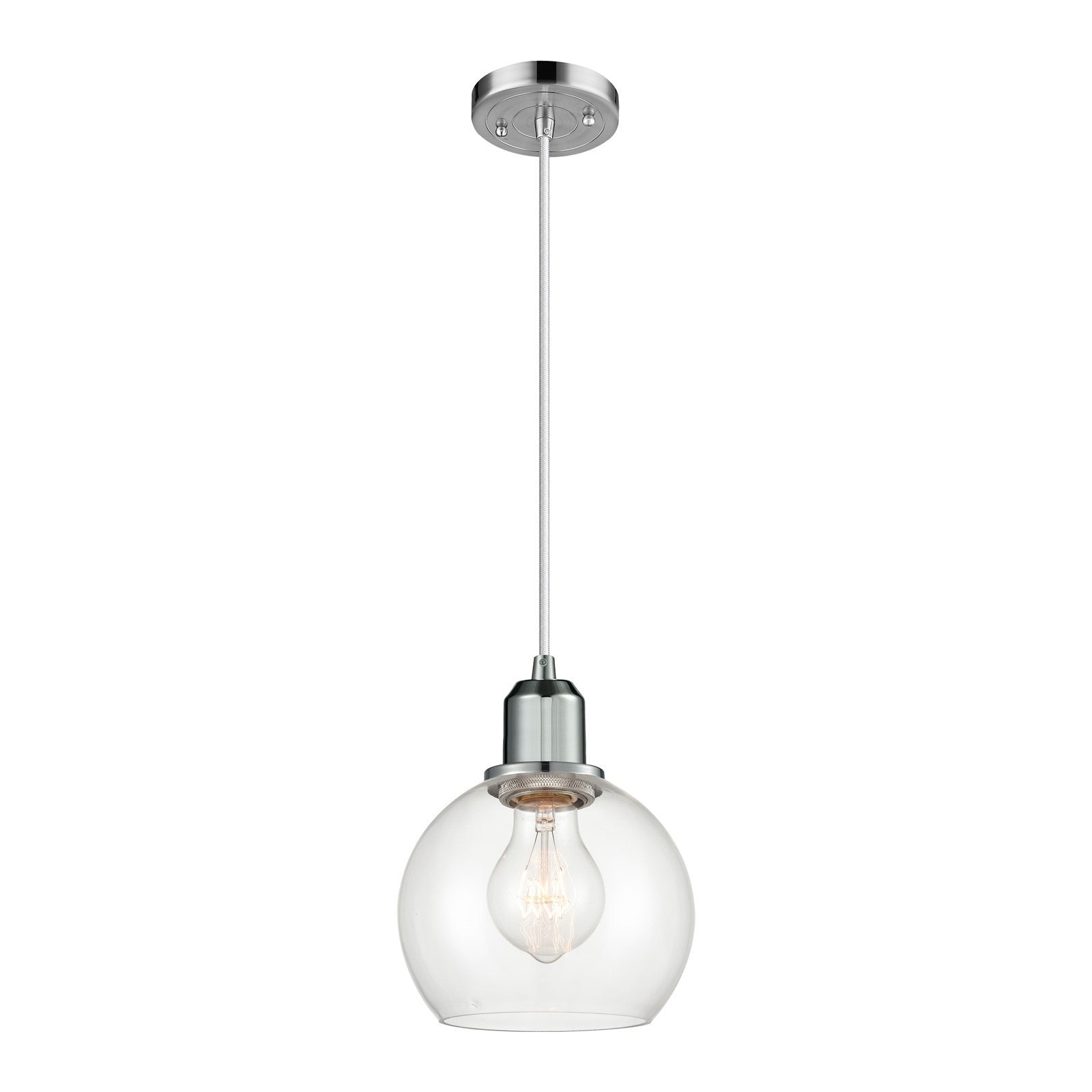 Innovations Athens 6in 1-Light Mini Pendant | Industrial Polished Chrome and Clear Glass | Kitchen Island | 5.88 x 5.88 x 7.88 in | Model 900-1P-PC-G122-6