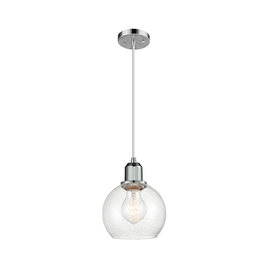Innovations Athens 6in 1-Light Mini Pendant | Industrial Polished Chrome Steel and Seedy Glass | Kitchen Island & Dining Room | Model 900-1P-PC-G124-6
