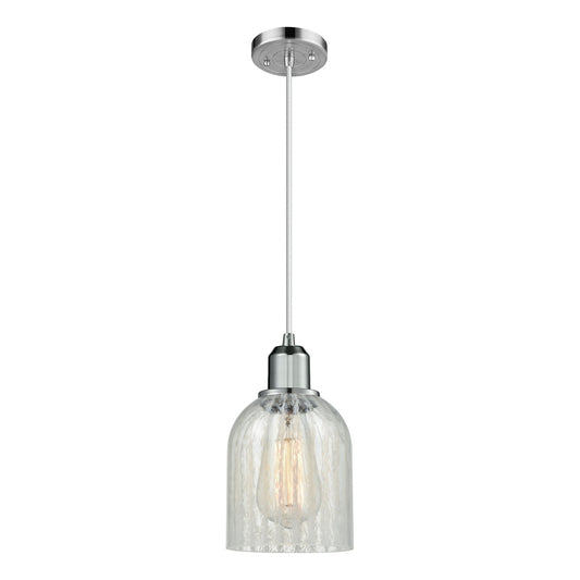 Innovations Caledonia 5in 1-Light Mini Pendant | Industrial Polished Chrome Steel and Mouchette Glass | Kitchen Island | 5 x 9 in | Model 900-1P-PC-G2511
