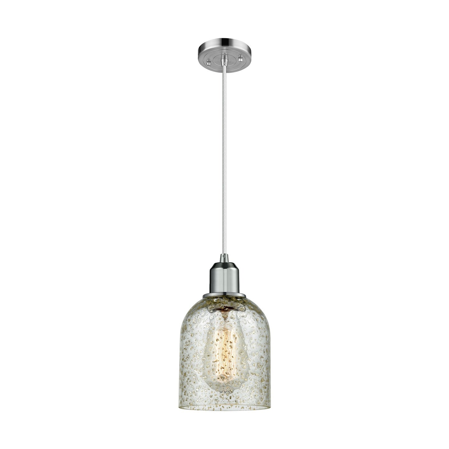 Innovations Caledonia 5in 1-Light Mini Pendant | Industrial Polished Chrome Steel and Mica Glass | Kitchen Island & Dining Room | Model 900-1P-PC-G259