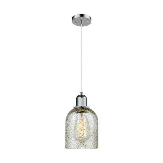 Innovations Caledonia 5in 1-Light Mini Pendant | Industrial Polished Chrome Steel and Mica Glass | Kitchen Island & Dining Room | Model 900-1P-PC-G259