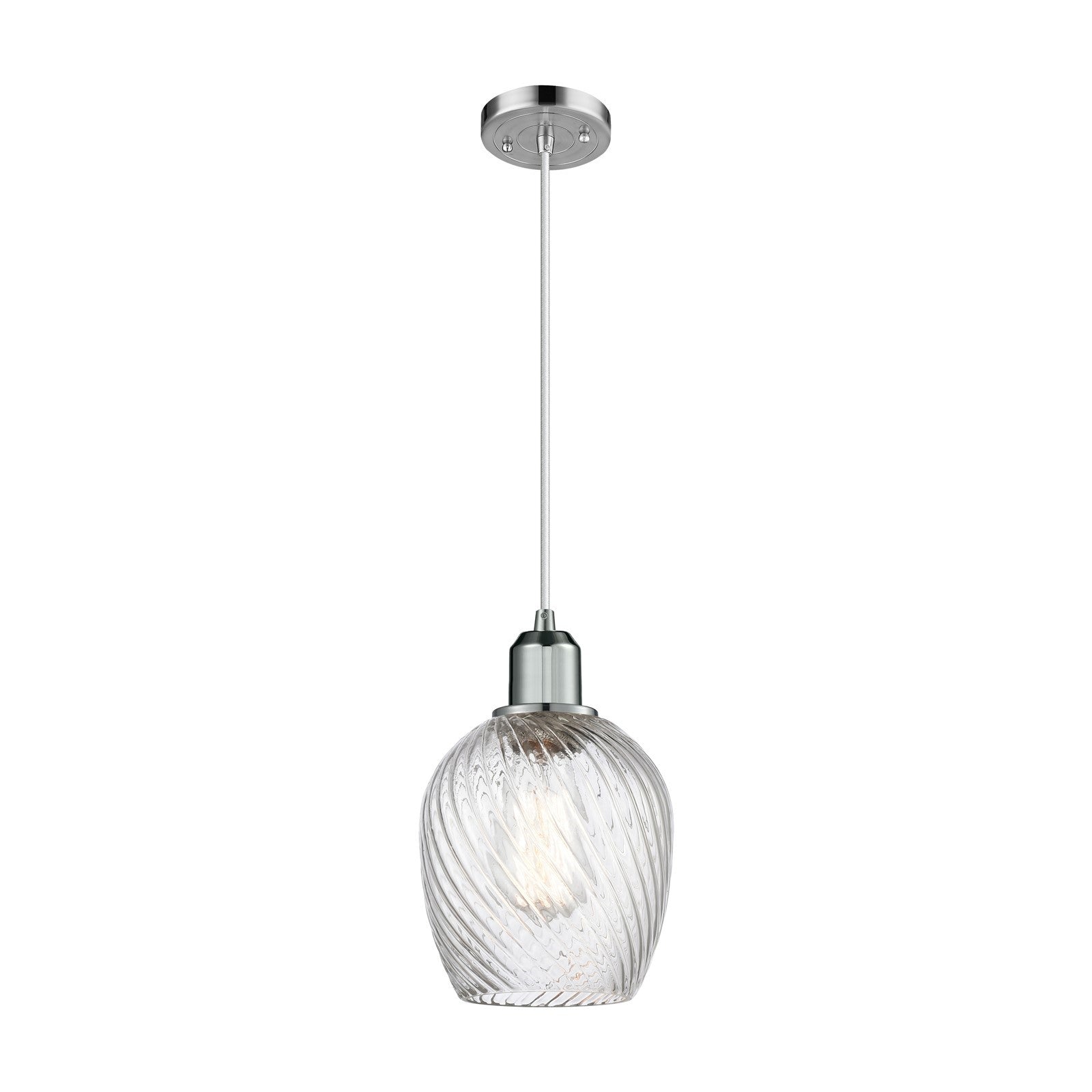 Innovations Salina 6in 1-Light Mini Pendant | Industrial Polished Chrome Steel and Clear Spiral Fluted Glass | Kitchen Island & | Model 900-1P-PC-G292