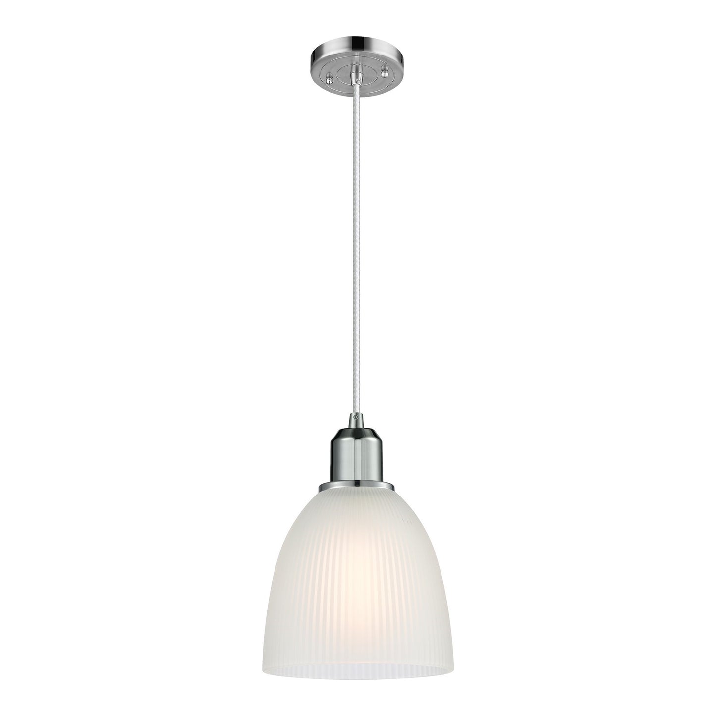 Innovations Castile 6in 1-Light Mini Pendant | Industrial Polished Chrome Steel and White Glass | Kitchen Island & Dining Room | Model 900-1P-PC-G381