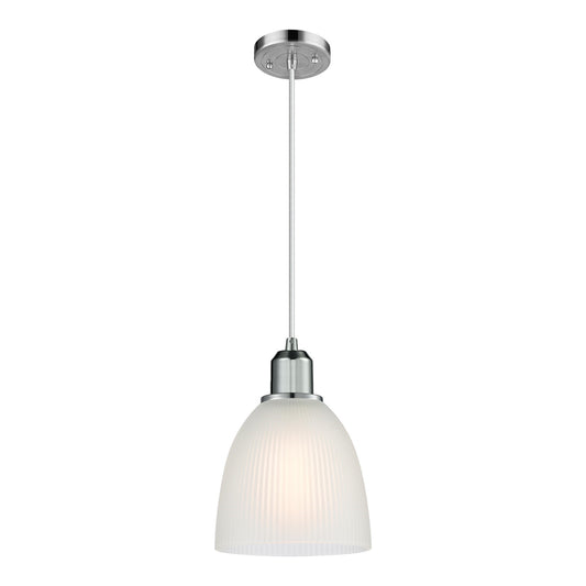 Innovations Castile 6in 1-Light Mini Pendant | Industrial Polished Chrome Steel and White Glass | Kitchen Island & Dining Room | Model 900-1P-PC-G381