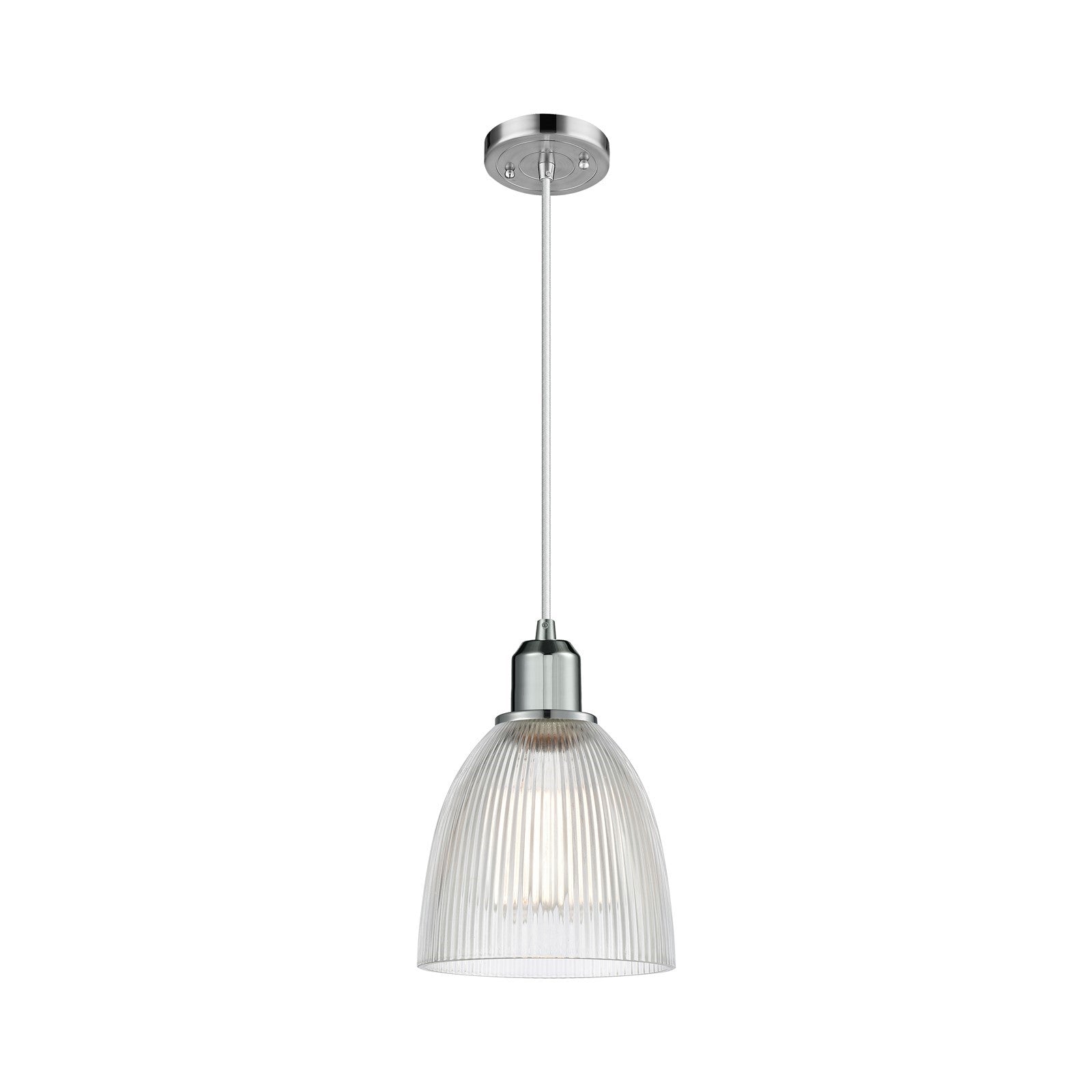 Innovations Castile 6in 1-Light Mini Pendant | Industrial Polished Chrome and Clear Glass | Kitchen Island | 6 x 6 x 9 in | Model 900-1P-PC-G382