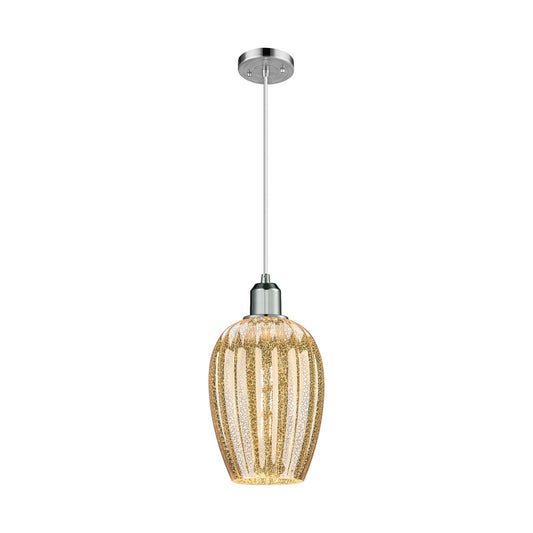 Innovations Preston Flute 6in 1-Light Mini Pendant | Industrial Polished Chrome Steel and Mercury Glass | Kitchen Island & | Model 900-1P-PC-G457-6ME